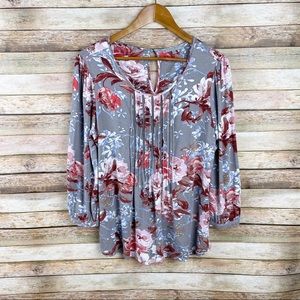 Stitch Fix Daniel Rainn Branwen Floral Pintuck Jersey Top Size Medium